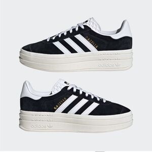 Adidas Women's Black and White Gazelle Platform Sneakers